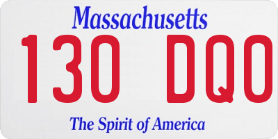 MA license plate 130DQ0