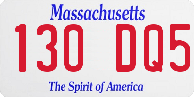 MA license plate 130DQ5