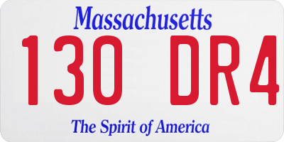MA license plate 130DR4