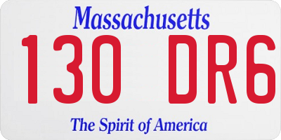 MA license plate 130DR6