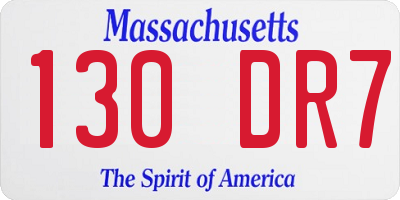 MA license plate 130DR7