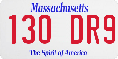 MA license plate 130DR9