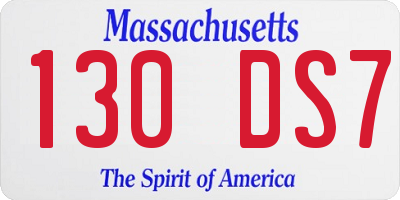 MA license plate 130DS7