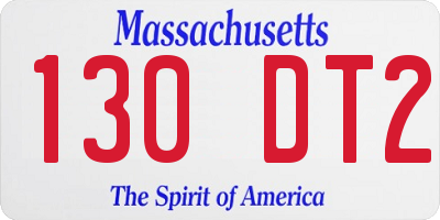 MA license plate 130DT2