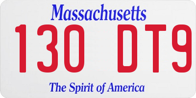 MA license plate 130DT9