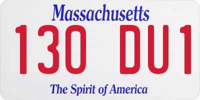 MA license plate 130DU1