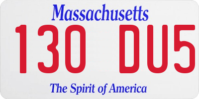 MA license plate 130DU5