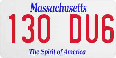 MA license plate 130DU6