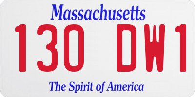 MA license plate 130DW1