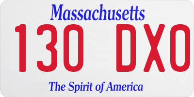 MA license plate 130DX0