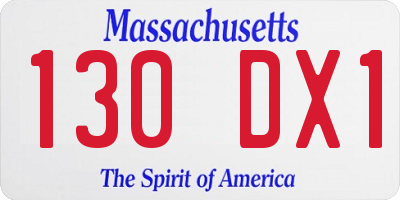 MA license plate 130DX1
