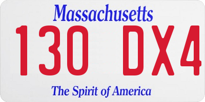 MA license plate 130DX4