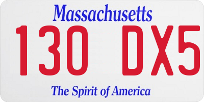 MA license plate 130DX5