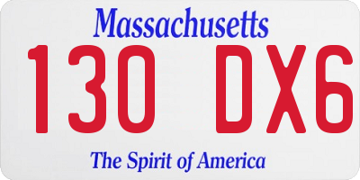 MA license plate 130DX6