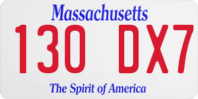 MA license plate 130DX7