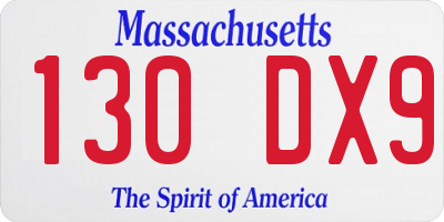 MA license plate 130DX9