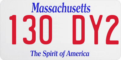 MA license plate 130DY2