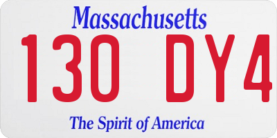 MA license plate 130DY4
