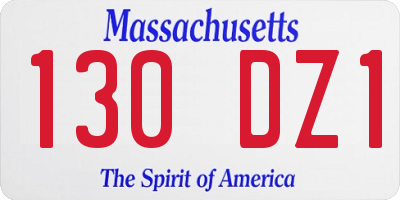 MA license plate 130DZ1
