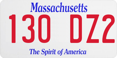 MA license plate 130DZ2