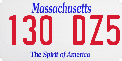 MA license plate 130DZ5