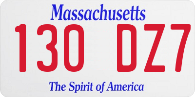 MA license plate 130DZ7