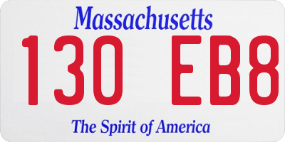 MA license plate 130EB8