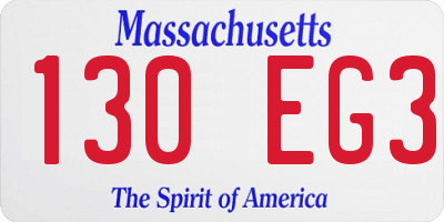 MA license plate 130EG3
