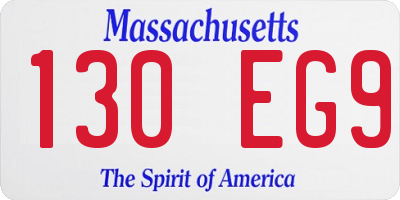 MA license plate 130EG9