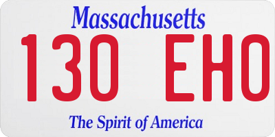 MA license plate 130EH0