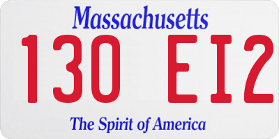 MA license plate 130EI2