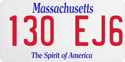 MA license plate 130EJ6