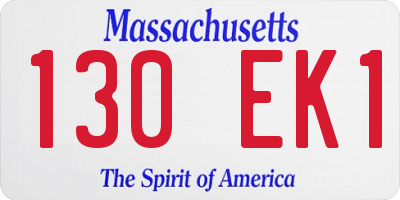 MA license plate 130EK1