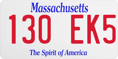 MA license plate 130EK5