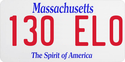 MA license plate 130EL0