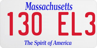 MA license plate 130EL3