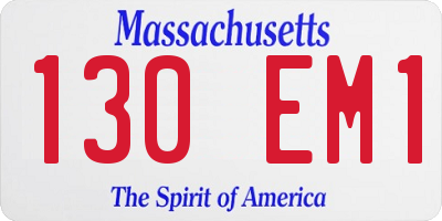 MA license plate 130EM1