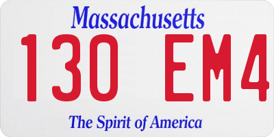 MA license plate 130EM4