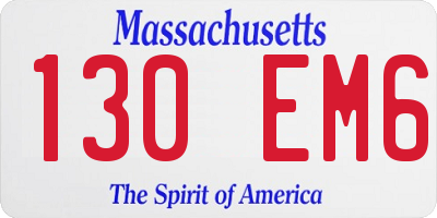 MA license plate 130EM6