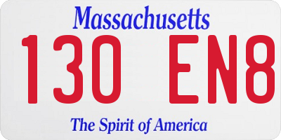 MA license plate 130EN8