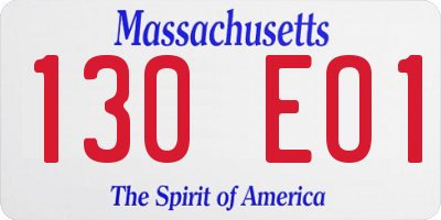 MA license plate 130EO1