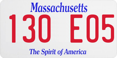 MA license plate 130EO5