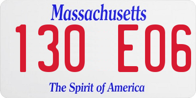 MA license plate 130EO6