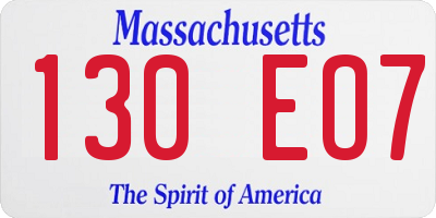 MA license plate 130EO7