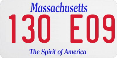MA license plate 130EO9