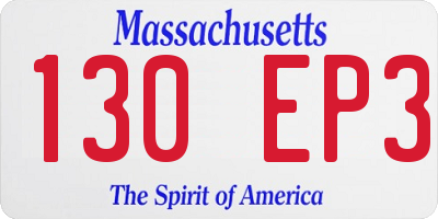 MA license plate 130EP3