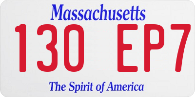 MA license plate 130EP7