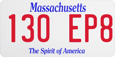 MA license plate 130EP8