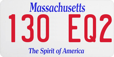 MA license plate 130EQ2