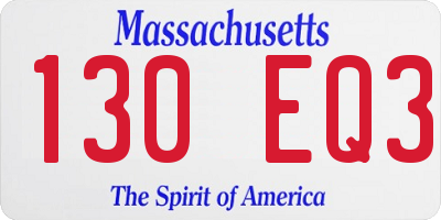 MA license plate 130EQ3